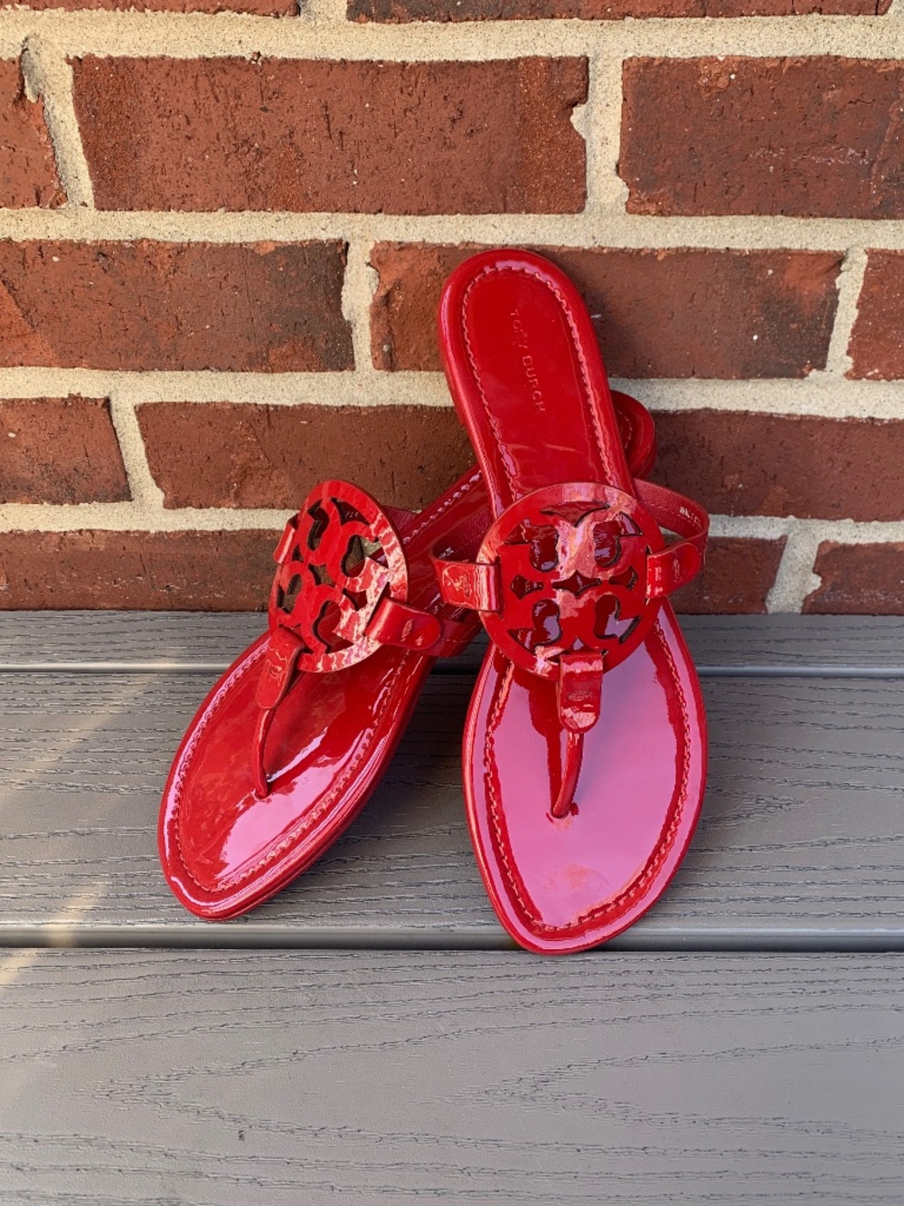 Tory Burch Miller Sandals in Red Patent Leather - Picture 12 of 13
